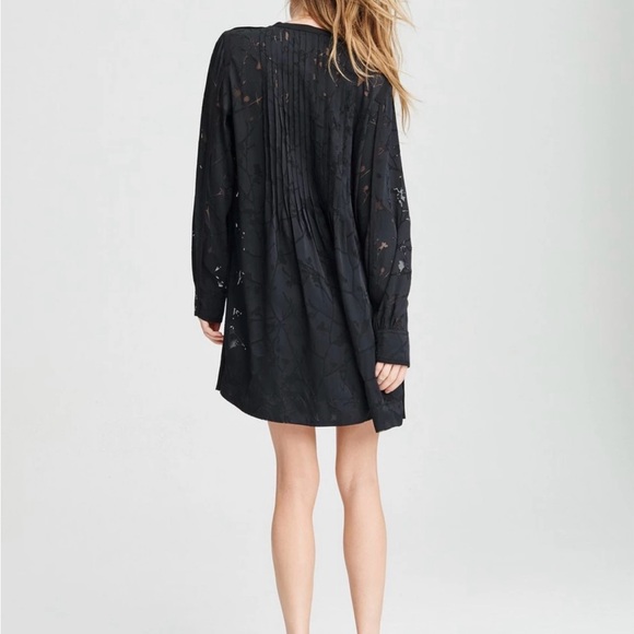 Rag & Bone Rubie Silk Burnout  Popover Relaxed Fit Mini Dress Black, Sz Med - Picture 6 of 16